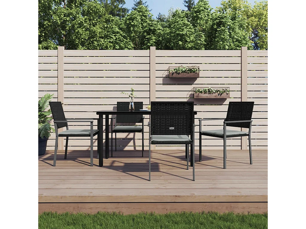 Timothy Scott  Ensemble à manger de jardin 5 pcs coussins résine tressée acier