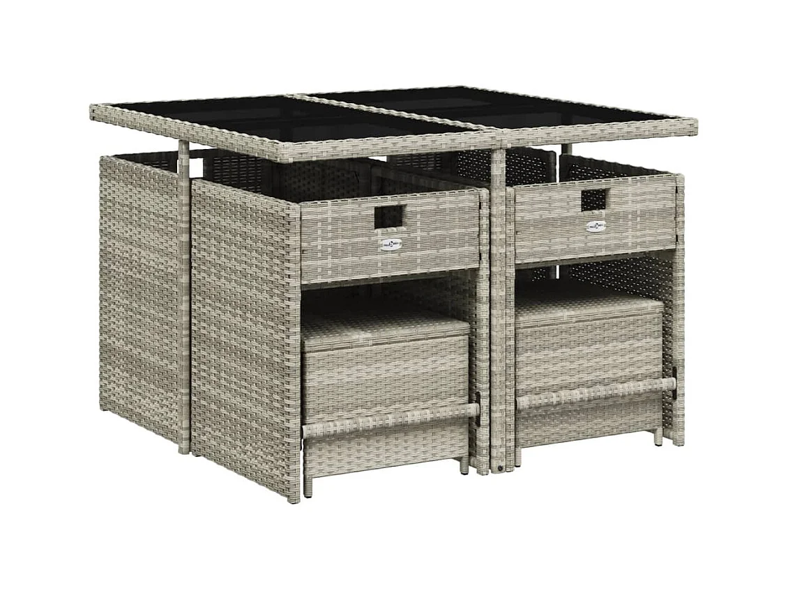 Enfield  Ensemble à manger de jardin et coussins 9 pcs gris clair rotin