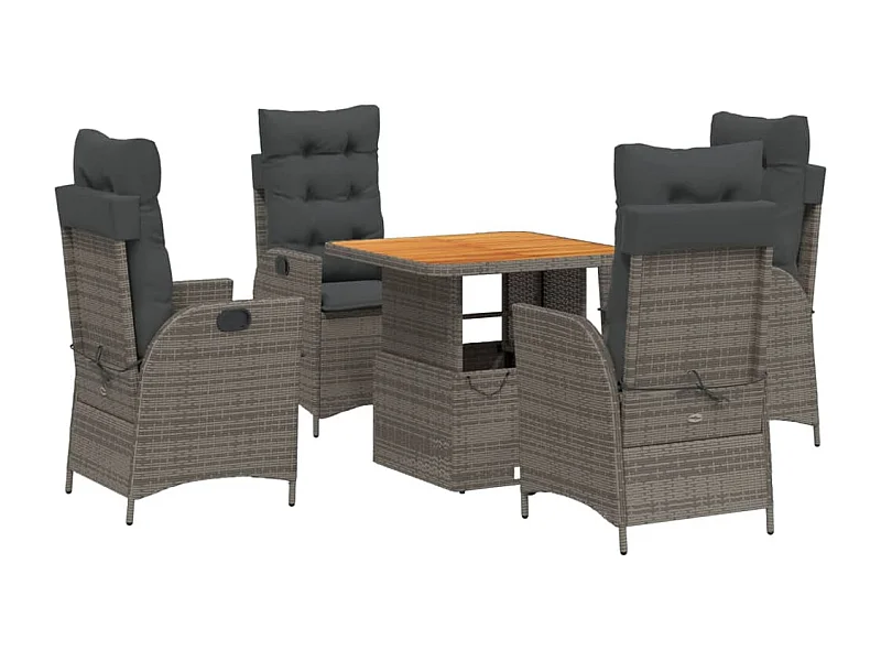 Myrvin  5-delige Tuinset met kussens poly rattan grijs