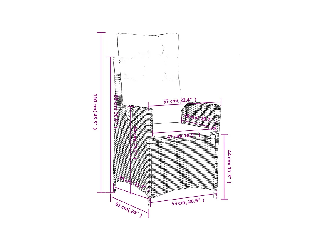 Myrvin  Ensemble à manger de jardin 5 pcs coussins gris résine tressée