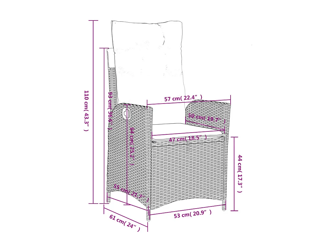 Myrvin  Ensemble à manger de jardin 5 pcs coussins gris résine tressée