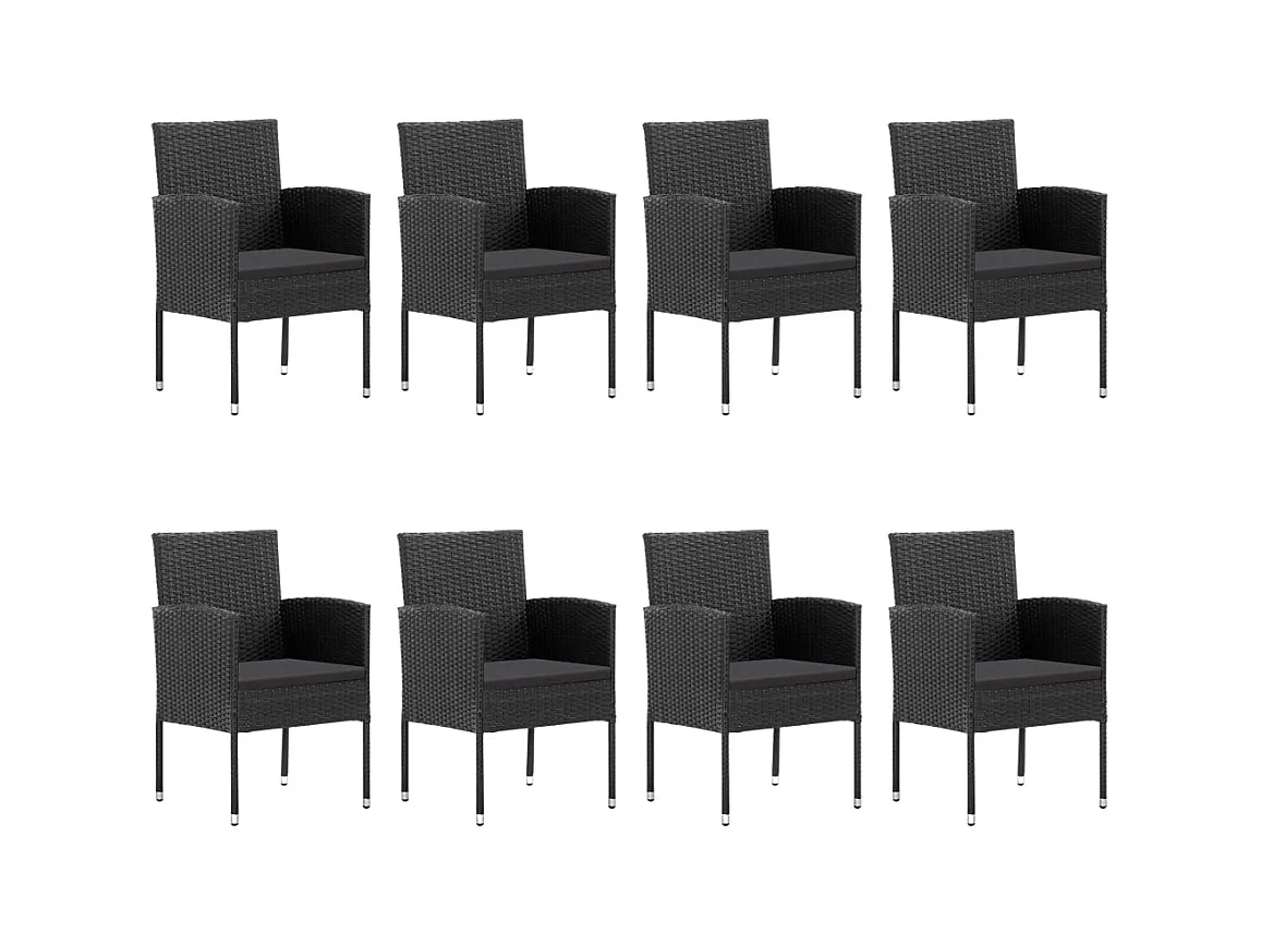 Redouane  Ensemble à manger de jardin 9 pcs Noir