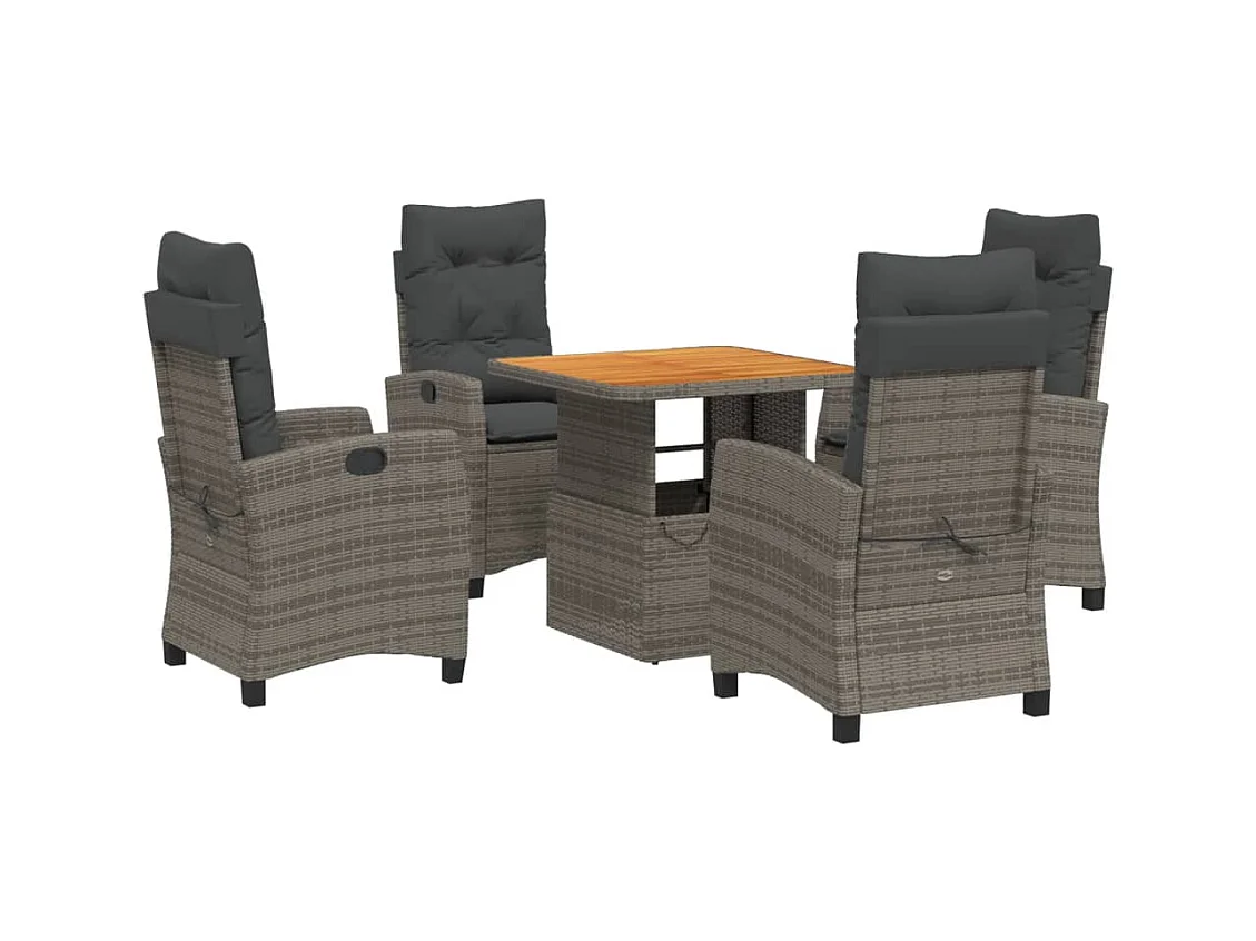 Spello  5-delige Tuinset met kussens poly rattan grijs