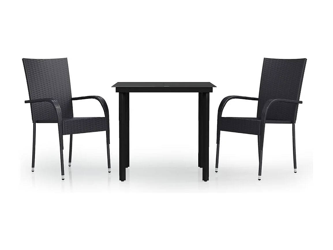 Stoughton  Ensemble à manger de jardin 3 pcs Noir