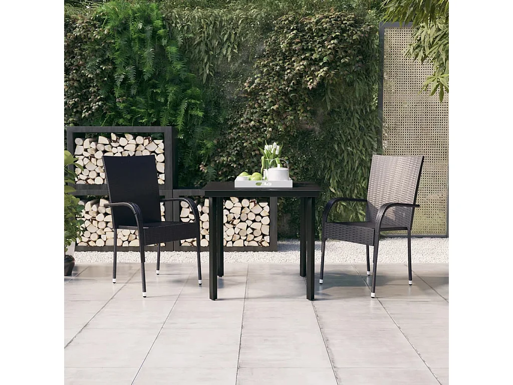 Stoughton  Ensemble à manger de jardin 3 pcs Noir