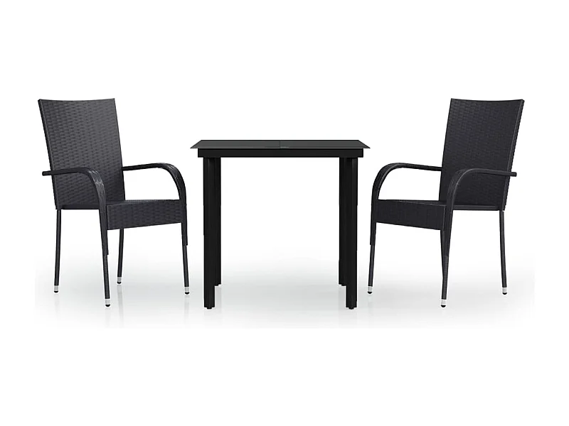 Stoughton  Ensemble à manger de jardin 3 pcs Noir