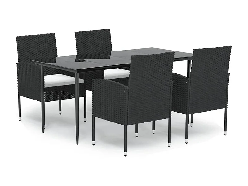 Nolira  5-delige Tuinset met kussens poly rattan zwart