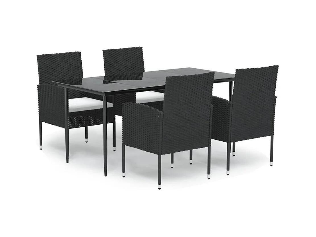 Nolira  5-delige Tuinset met kussens poly rattan zwart