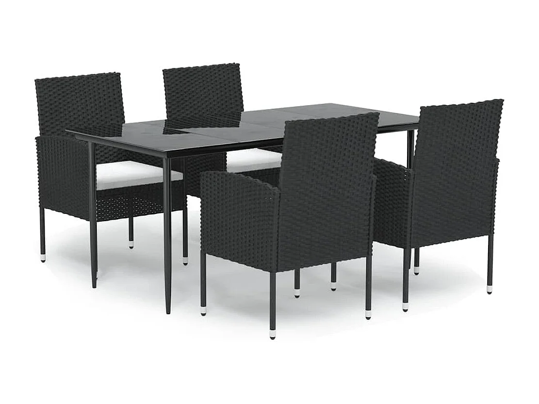 Nolira  5-delige Tuinset met kussens poly rattan zwart