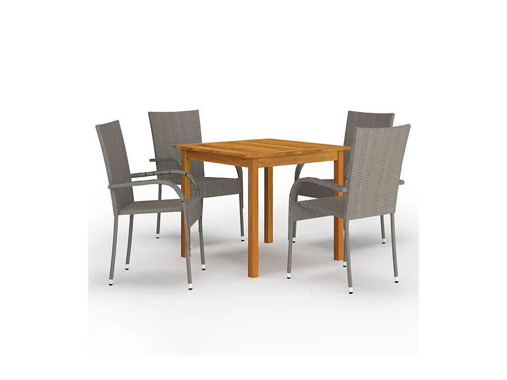 Joas  Ensemble à manger de jardin 5 pcs Gris