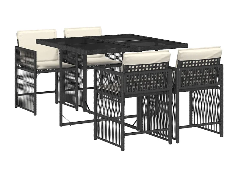 Jeffersontown  Set de muebles jardín 5 pzas con cojines ratán sintético negro