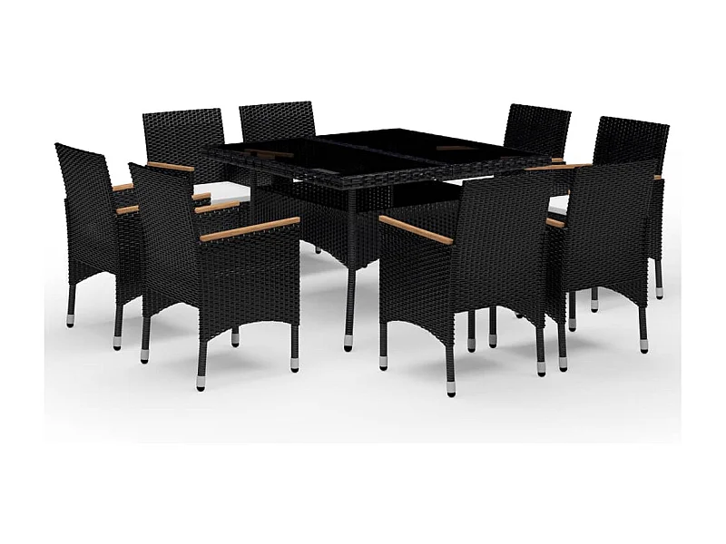 Løgumkloster  9-delige Tuinset poly rattan en acaciahout zwart