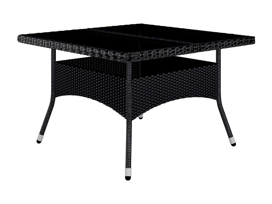 Løgumkloster  Ensemble à manger de jardin 9 pcs Résine tressée et acacia Noir