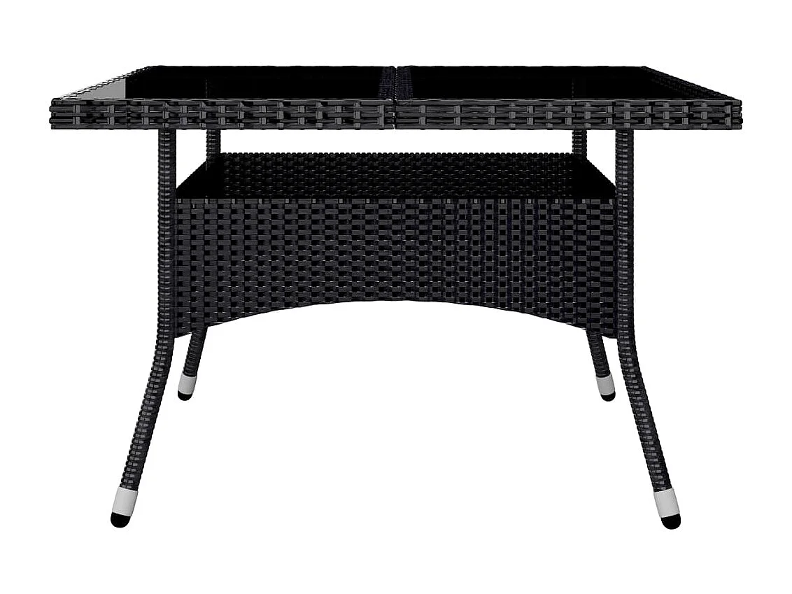 Løgumkloster  Ensemble à manger de jardin 9 pcs Résine tressée et acacia Noir