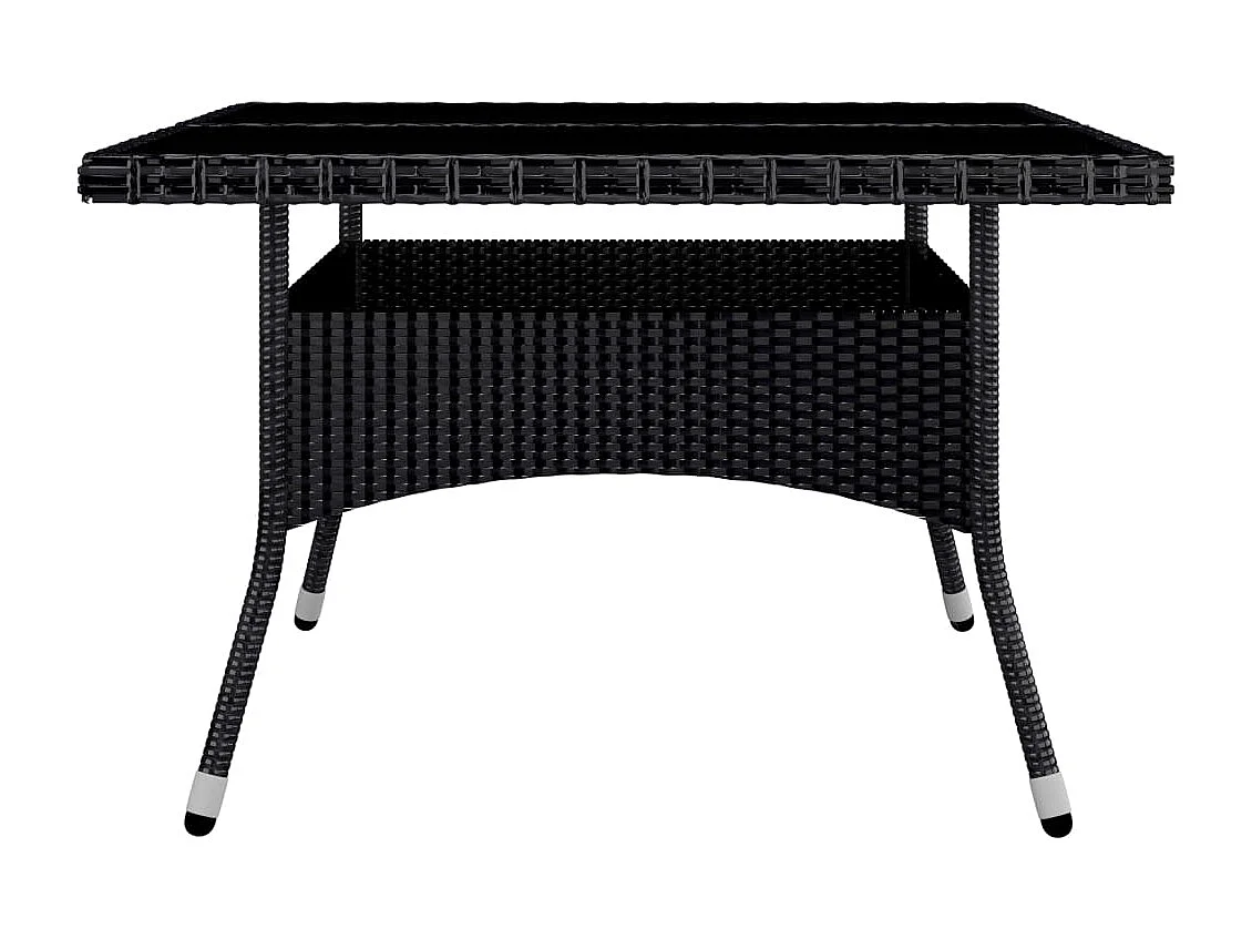 Løgumkloster  Ensemble à manger de jardin 9 pcs Résine tressée et acacia Noir