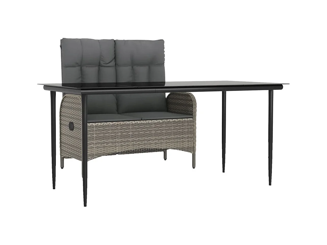 Kjarvis  Ensemble à manger jardin et coussins 2 pcs gris rotin