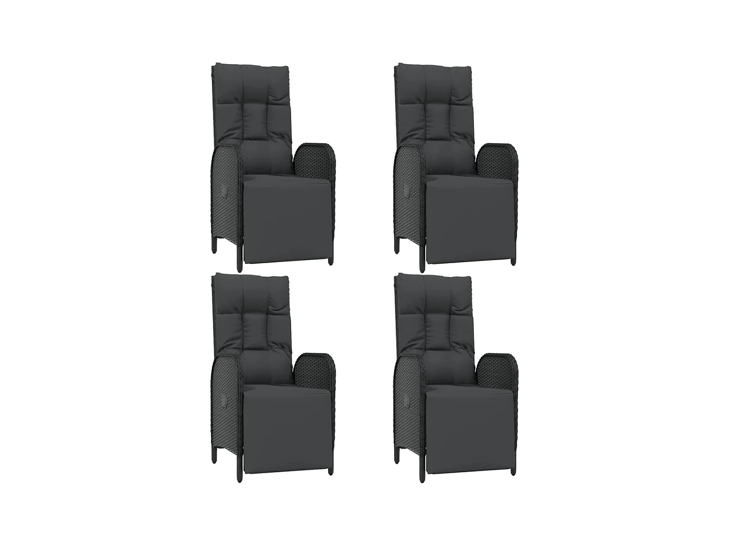 Afragola  Ensemble à manger de jardin coussins 5pcs Noir Résine tressée