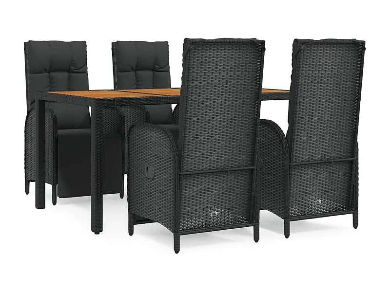 Afragola  5-delige Tuinset met kussens poly rattan zwart