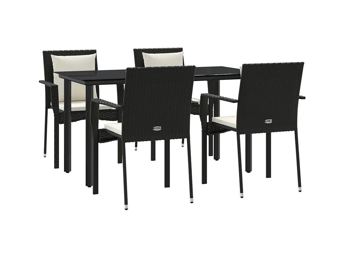 Rhett Logan  Ensemble à manger de jardin coussins 5pcs Noir Résine tressée