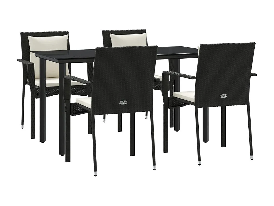 Rhett Logan  Ensemble à manger de jardin coussins 5pcs Noir Résine tressée