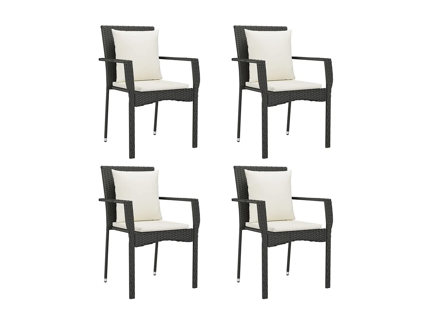 Rhett Logan  Ensemble à manger de jardin coussins 5pcs Noir Résine tressée