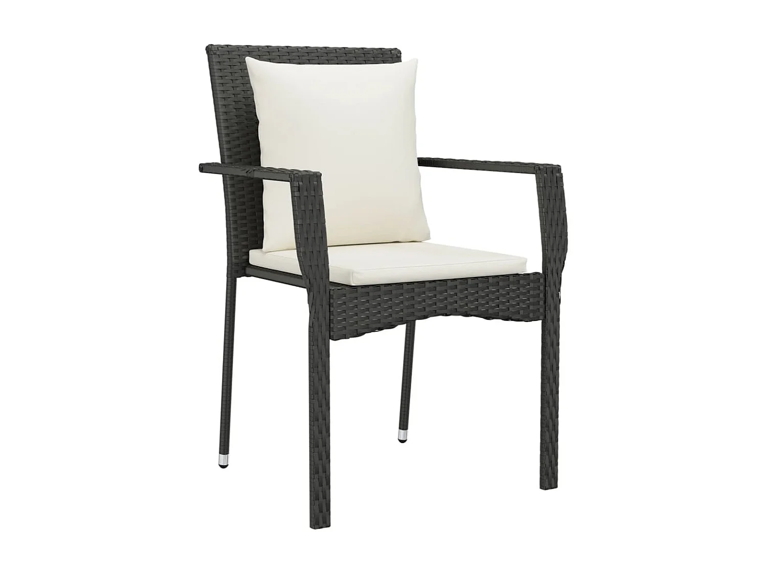 Rhett Logan  Ensemble à manger de jardin coussins 5pcs Noir Résine tressée