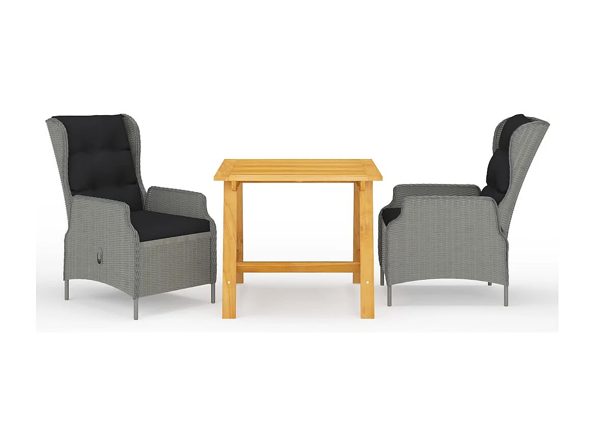 College Park  Ensemble à manger de jardin 3 pcs Gris clair