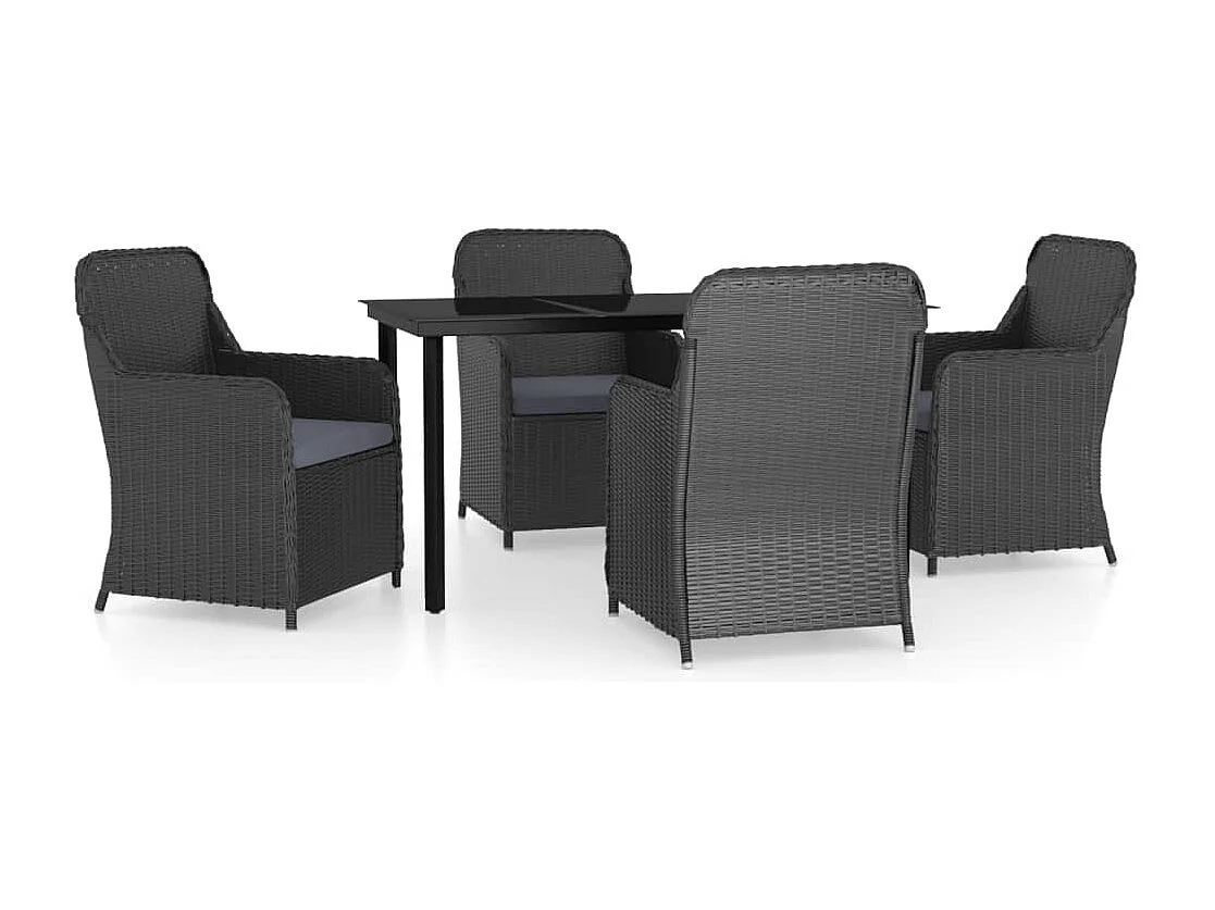 Bergeijk  5-delige Tuinset met kussens zwart