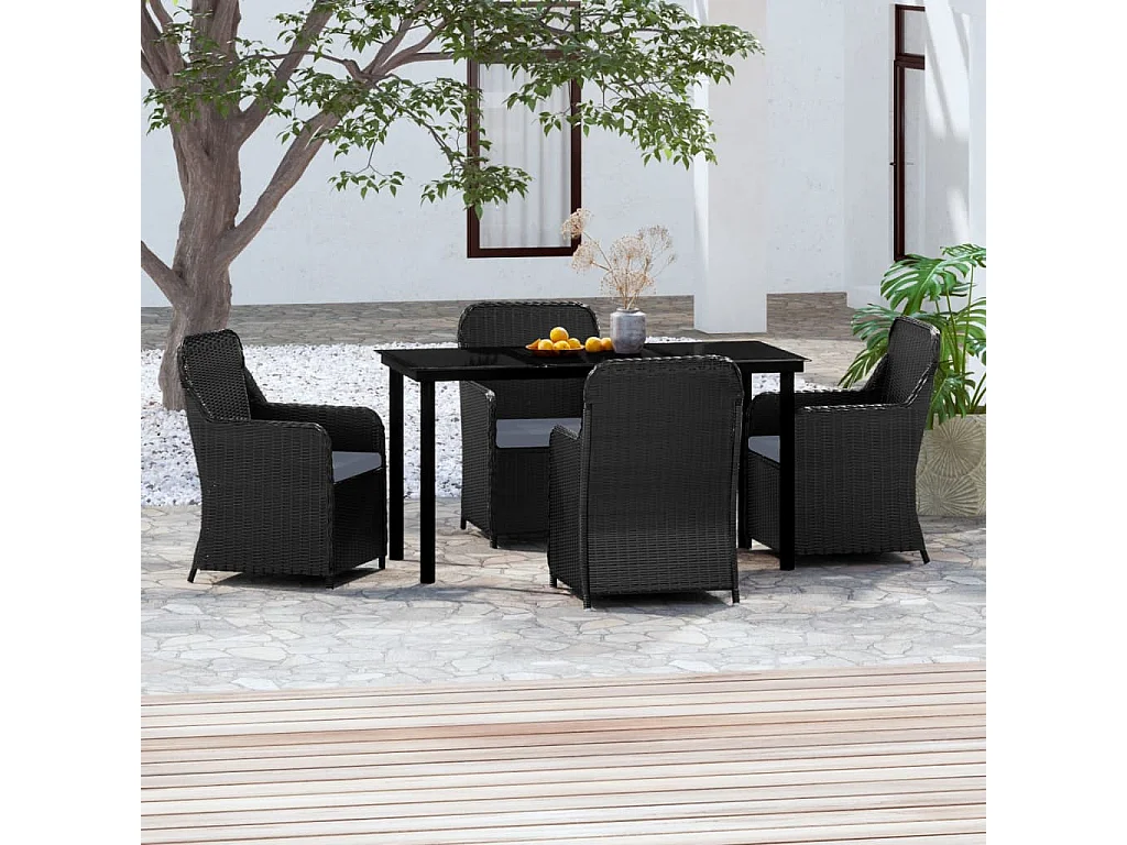 Bergeijk  5-delige Tuinset met kussens zwart