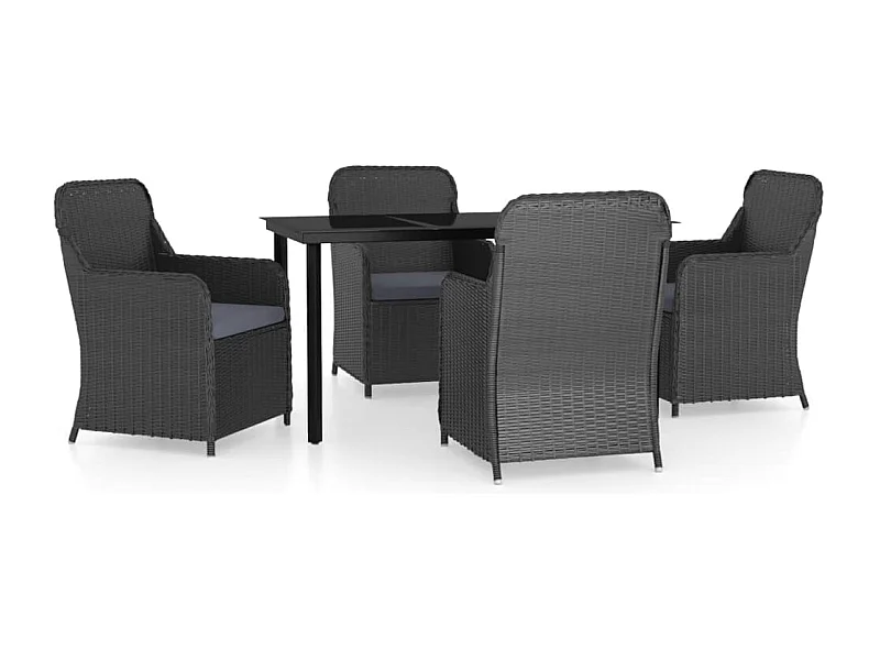 Bergeijk  5-delige Tuinset met kussens zwart