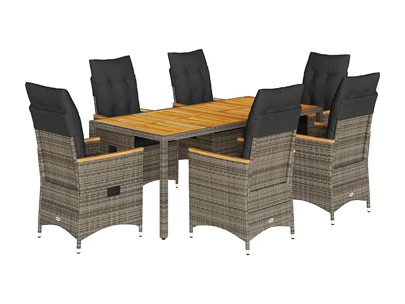 Staunton  7-delige Tuinset met kussens poly rattan grijs