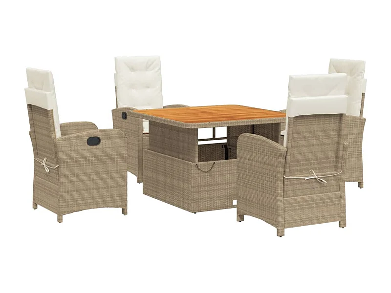 Gorham  Ensemble à manger de jardin avec coussins 5pcs Beige poly rotin