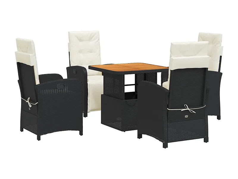 Onhaye  5-delige Tuinset met kussens poly rattan zwart