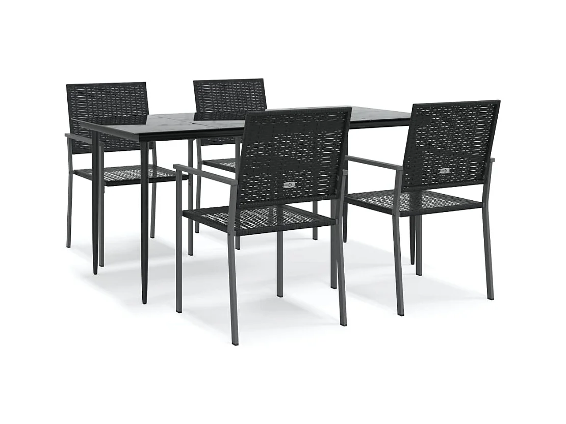 Croughevoe  Ensemble à manger de jardin 5 pcs résine tressée acier