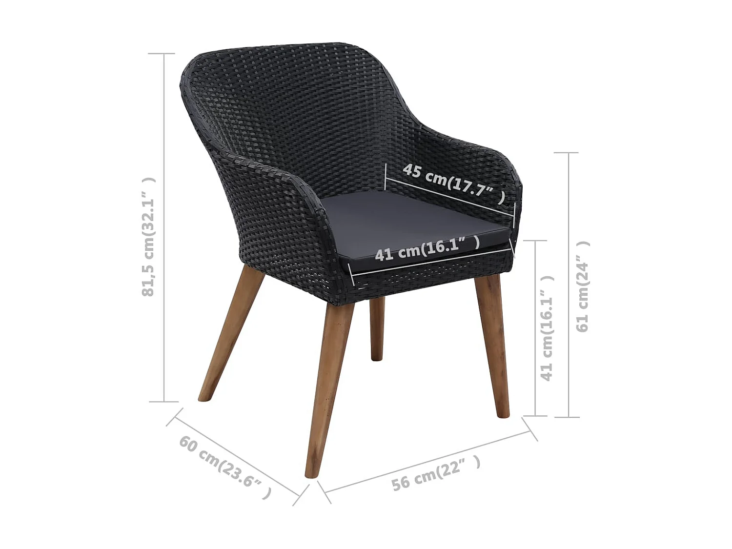 Garden Furniture -  Ensemble à manger d'extérieur 9pcs coussins résine tressée noir