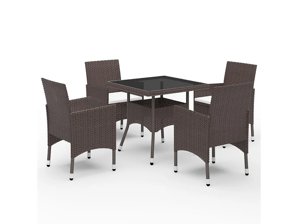 Deerlijk  5-delige Tuinset poly rattan en glas bruin