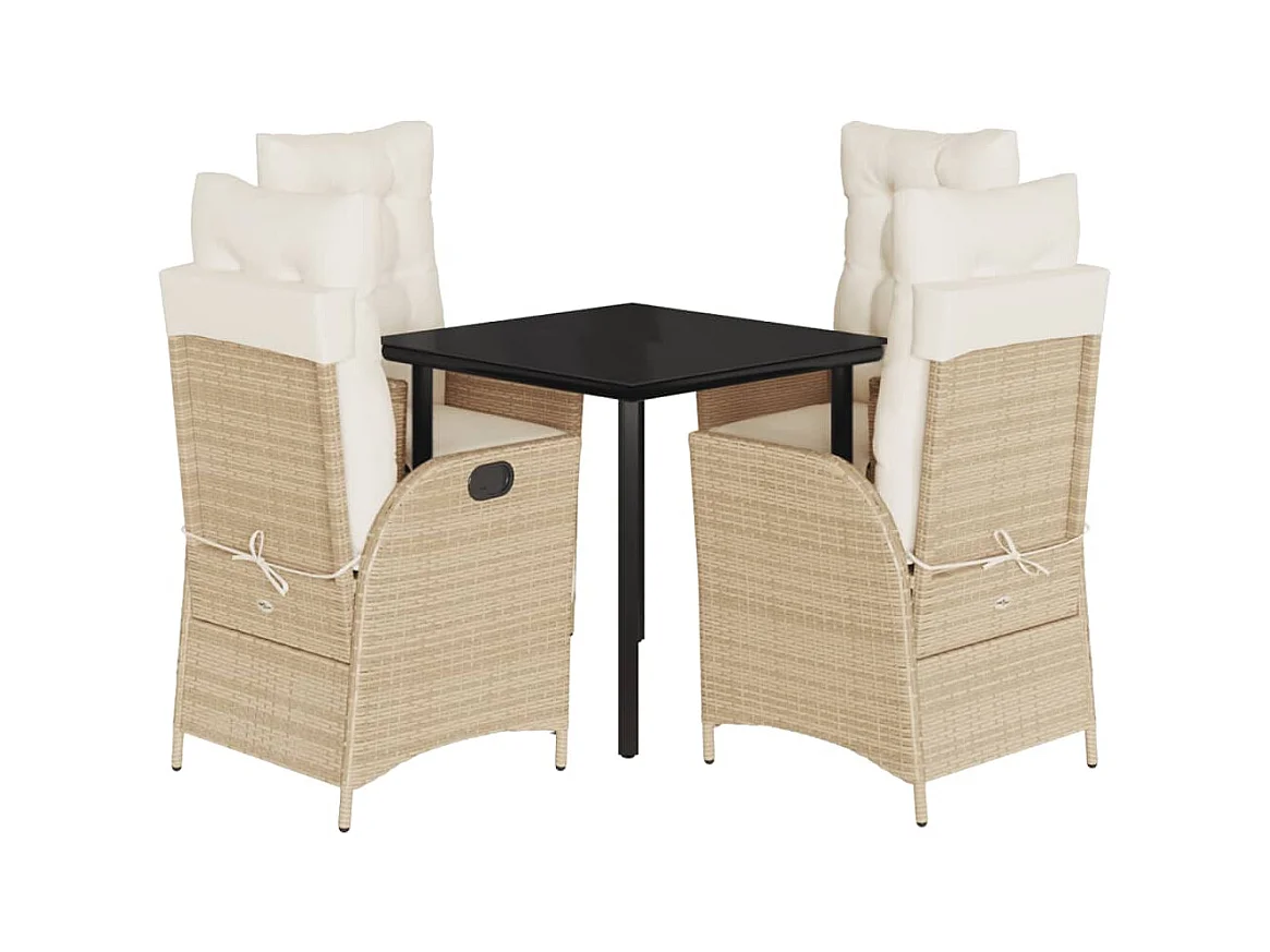 Cascade  5-delige Tuinset met kussens poly rattan beige