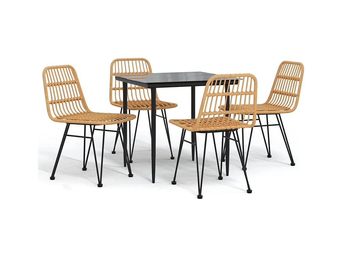 Eden Prairie  Juego de comedor de jardín 5 piezas ratán sintético