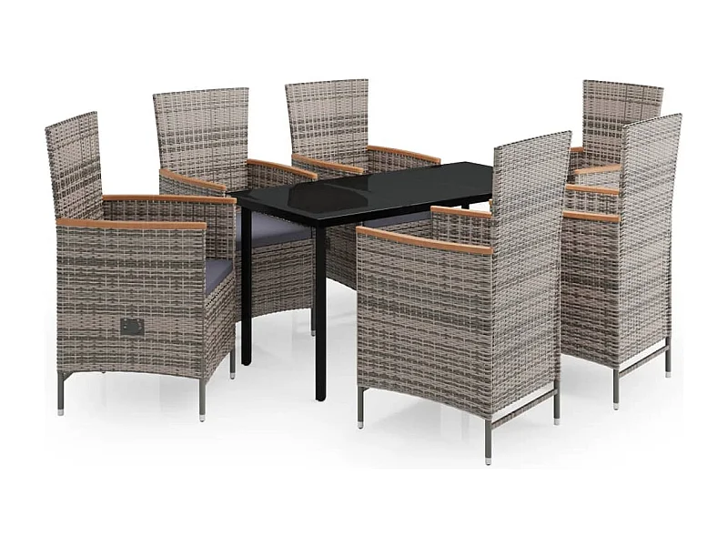 Serafino  7-delige Tuinset met kussens grijs