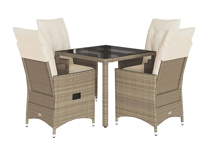 Colonial Pine Hills  5-delige Tuinset met kussens poly rattan beige