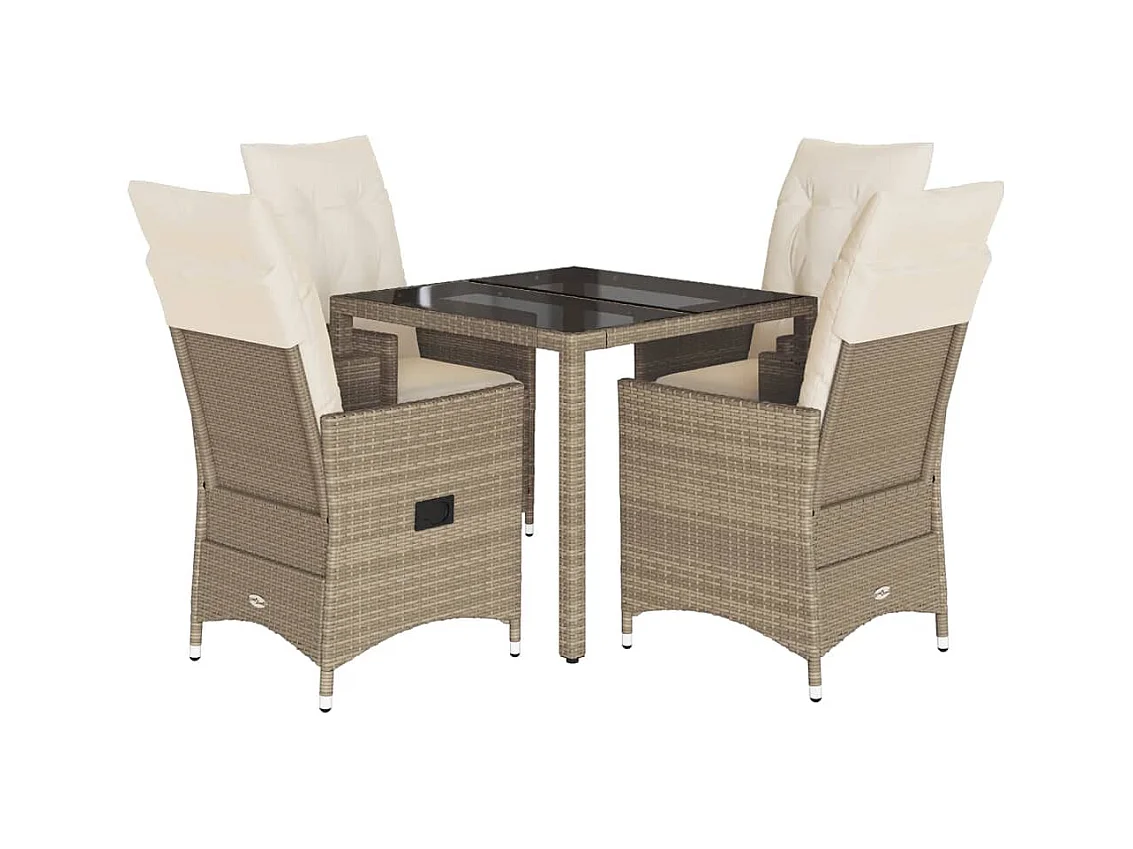 Colonial Pine Hills  5-delige Tuinset met kussens poly rattan beige