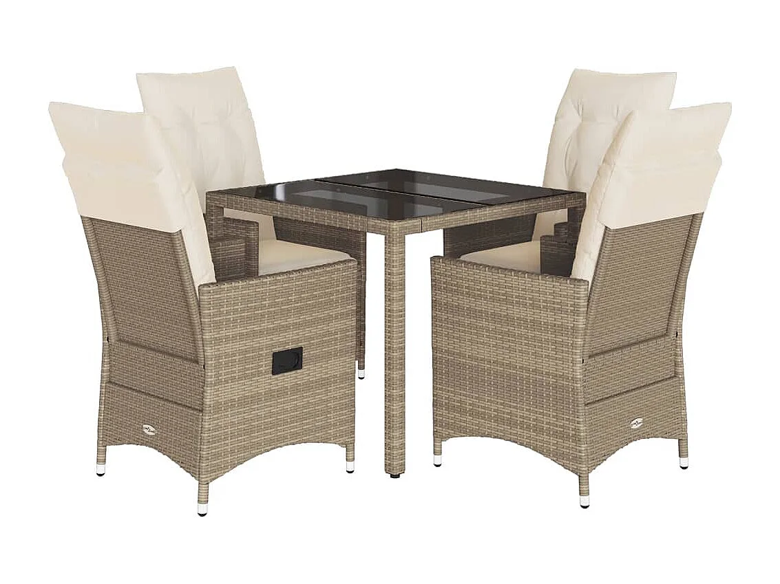 Colonial Pine Hills  5-delige Tuinset met kussens poly rattan beige