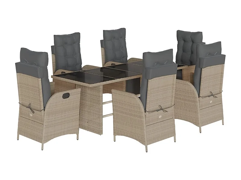 Anselm  7-delige Tuinset met kussens poly rattan grijs