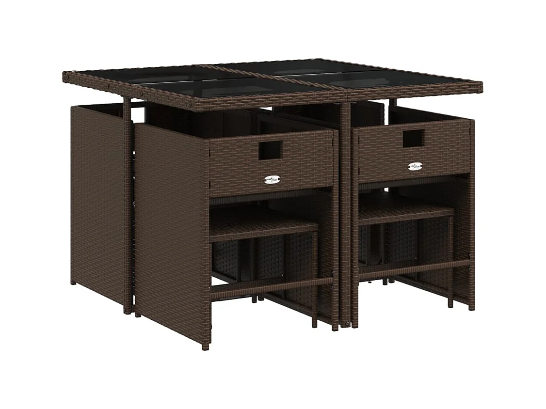 Enfield  9-delige Tuinset met kussens poly rattan bruin