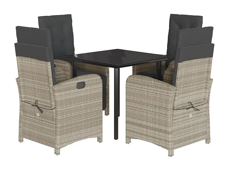 Westlake Village  Ensemble à manger de jardin et coussins 5 pcs gris clair rotin