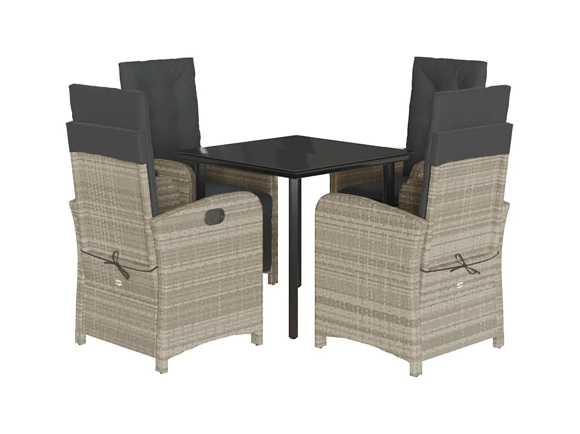 Westlake Village  Ensemble à manger de jardin et coussins 5 pcs gris clair rotin