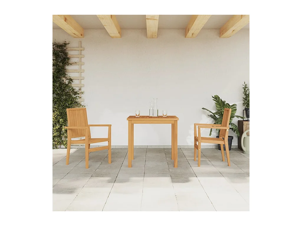 Garden Furniture -  Juego de comedor para jardín 3 pzas madera maciza de teca