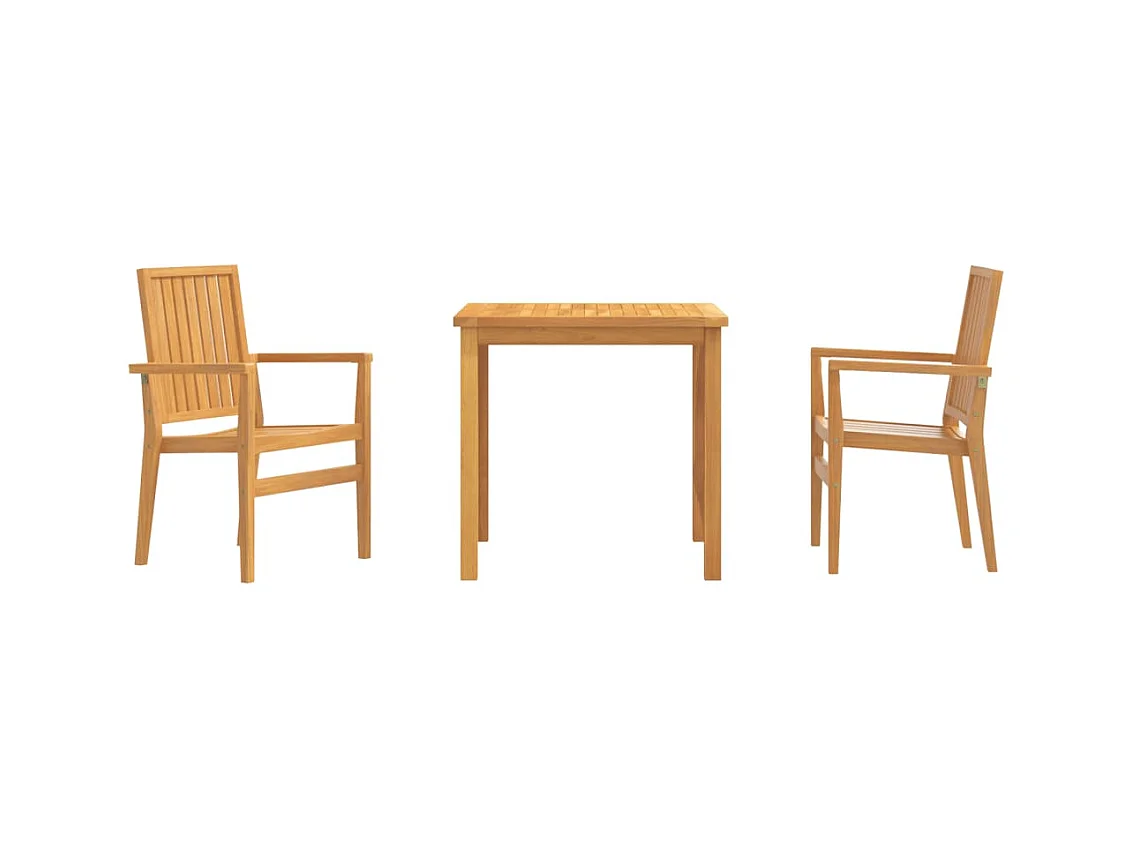 Garden Furniture -  Juego de comedor para jardín 3 pzas madera maciza de teca