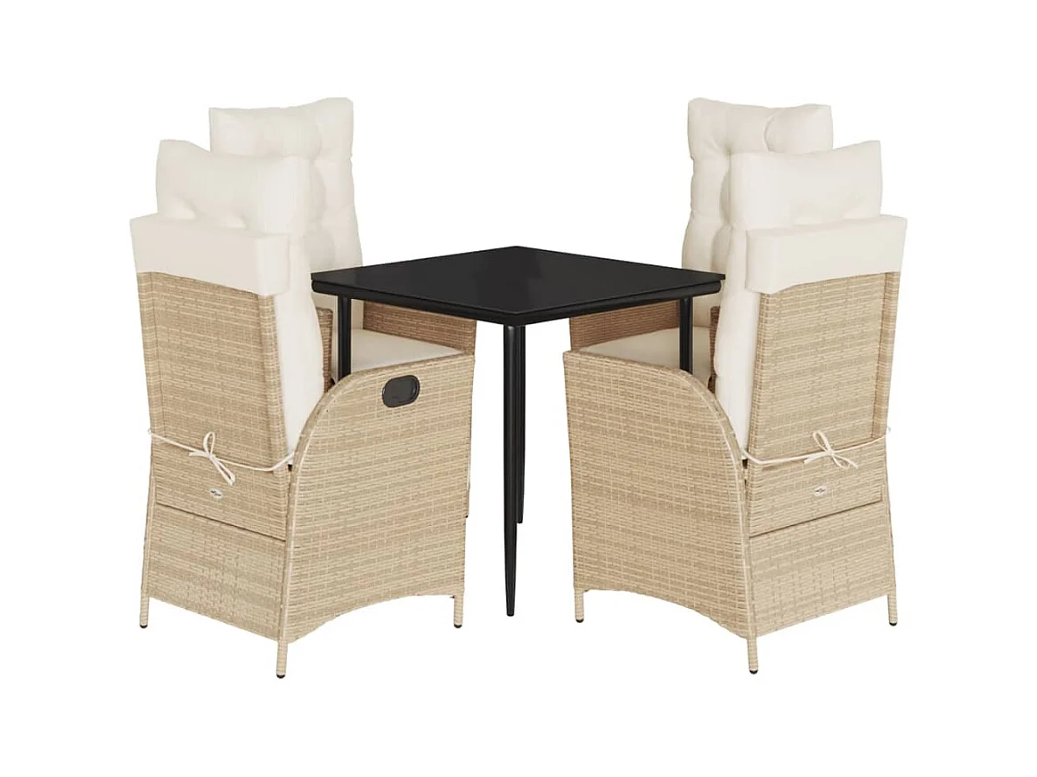 Cascade  5-delige Tuinset met kussens poly rattan beige