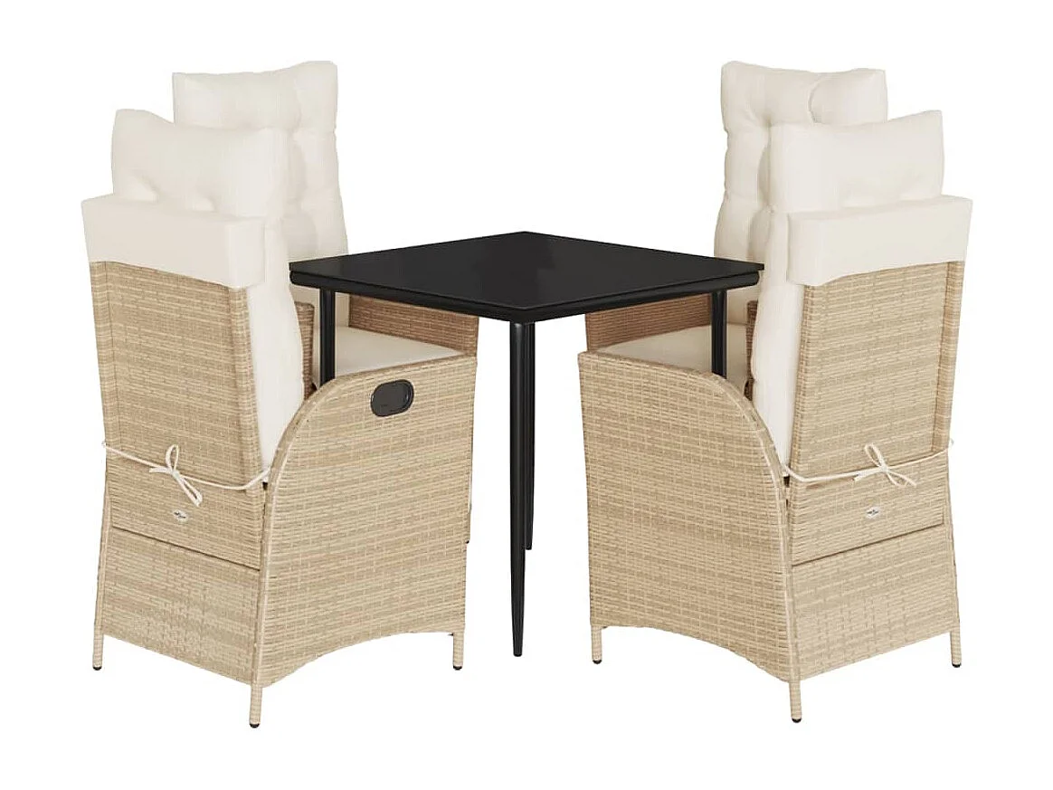 Cascade  Set comedor de jardín 5 pzas con cojines ratán sintético beige
